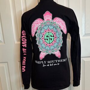 Simply Southern Black and Pink Long Sleeve Tee - Teen/Ladies - Small